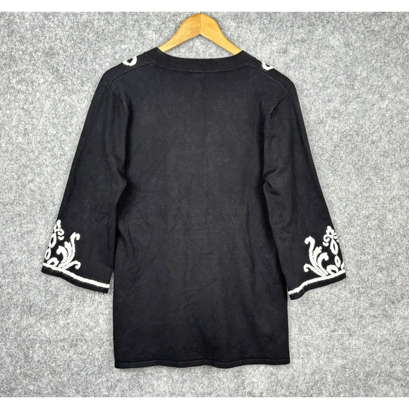 Bohemian Womens Embroidered Tunic Top Size XL Kimono Sleeves Artsy Coastal Flowy - Picture 4 of 12